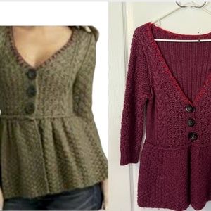 Free People Chunky Knit Peplum Cardigan